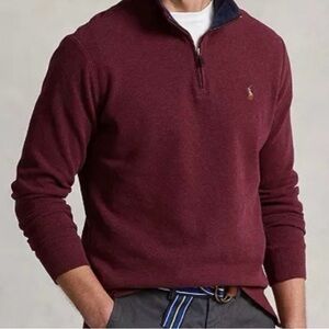 NWT Polo Ralph Lauren Men's Estate Rib Quarter-Zip Pullover - XXL - Dark Red